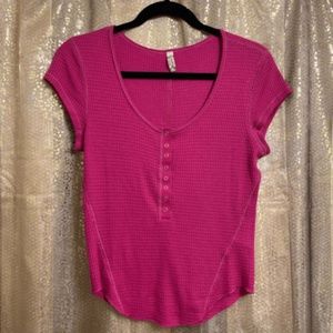 Free People One Of The Girls Henley XL Magenta